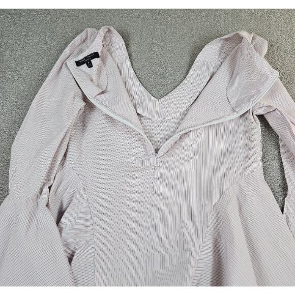 Romeo + Juliet Couture Bell Sleeve Striped Blouse Womens Medium Boho Peplum Top - Picture 6 of 9